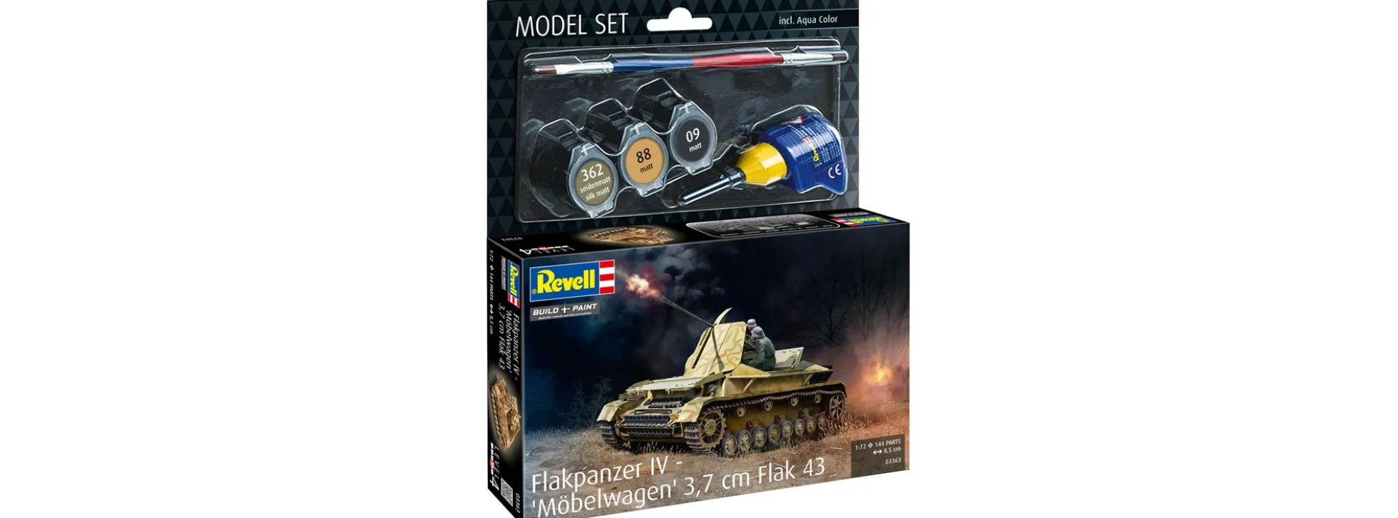 Revell 63363 Model Set Flakpanzer IV Möbelwagen 3,7 cm Flak 43 | Panzer Bausatz 1:72