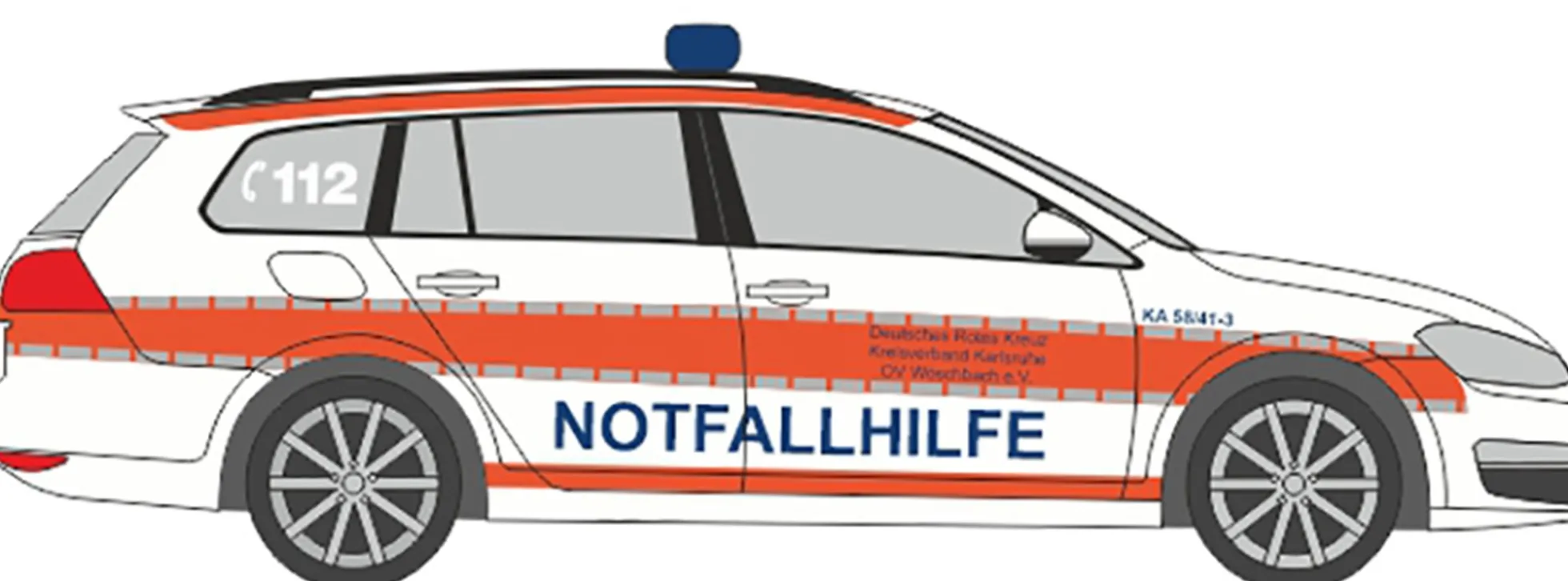 RIETZE 53327 Golf 7 Variant DRK Karlsruhe Notfallhilfe Blaulichtmodell 1:87