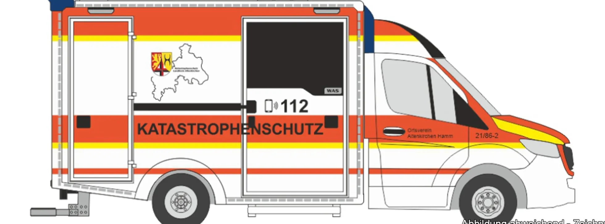 RIETZE 76096 MB Wietmarscher Ambulanzf. RTW Katastrophenschutz DRK | Blaulichtmodell 1:87
