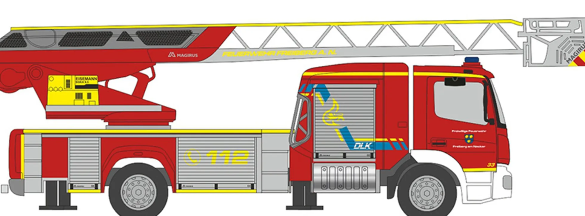RIETZE 71674 Mercedes-Benz Atego DLK 2019 Feuerwehr Freiberg am Neckar Blaulichtmodell 1:87