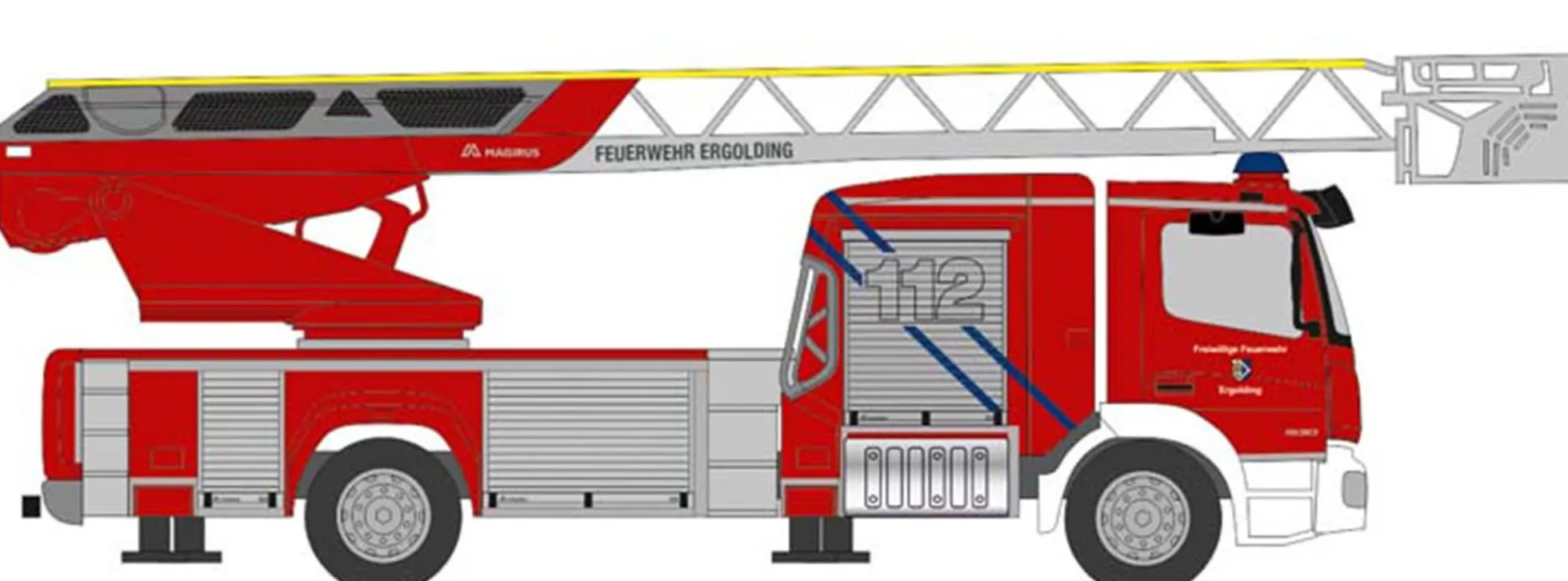 RIETZE 71635 Mercedes-Benz Atego 2019 Drehleiter Feuerwehr Ergolding Blaulichtmodell 1:87