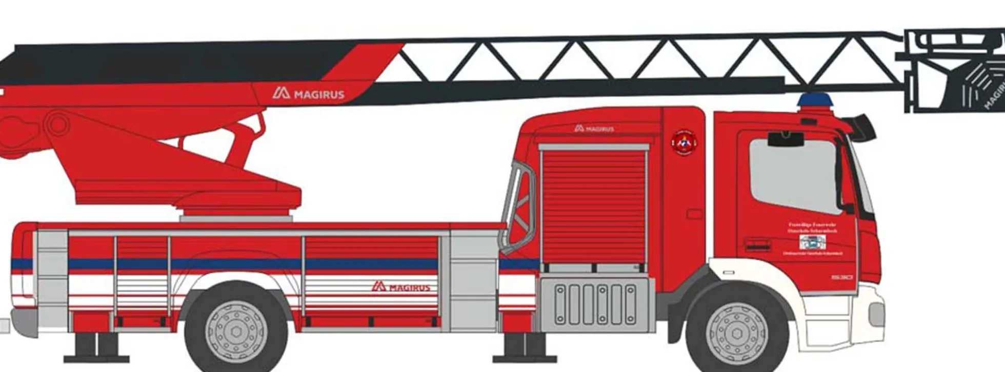 RIETZE 71655 Mercedes-Benz Atego Magirus DLK 2019 Feuerwehr Osterholz-Scharmbeck Blaulichtmodell 1: