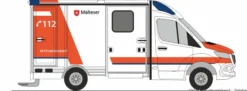 RIETZE 76147 Mercedes-Benz Sprinter Strobel RTW 18 Malteser Simmerath | Blaulichtmodell 1:87