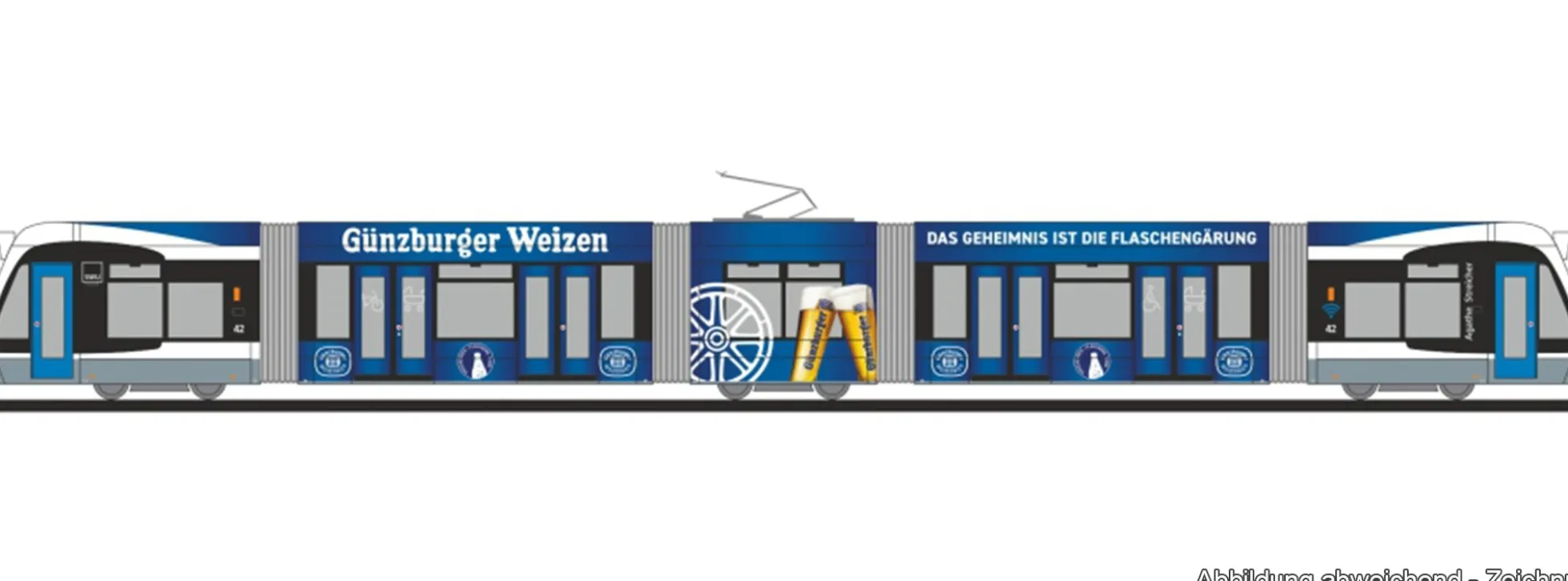 RIETZE STRA01203 Siemens Combino SWU - Radbrauerei Günzburg | Straßenbahnmodell 1:160