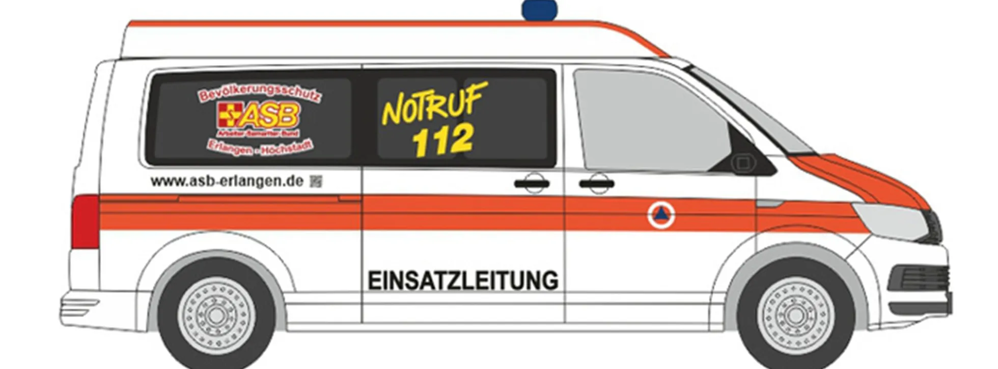 RIETZE 53779 VW T6 Bus ASB Erlangen Höchstadt Blaulichtmodell 1:87