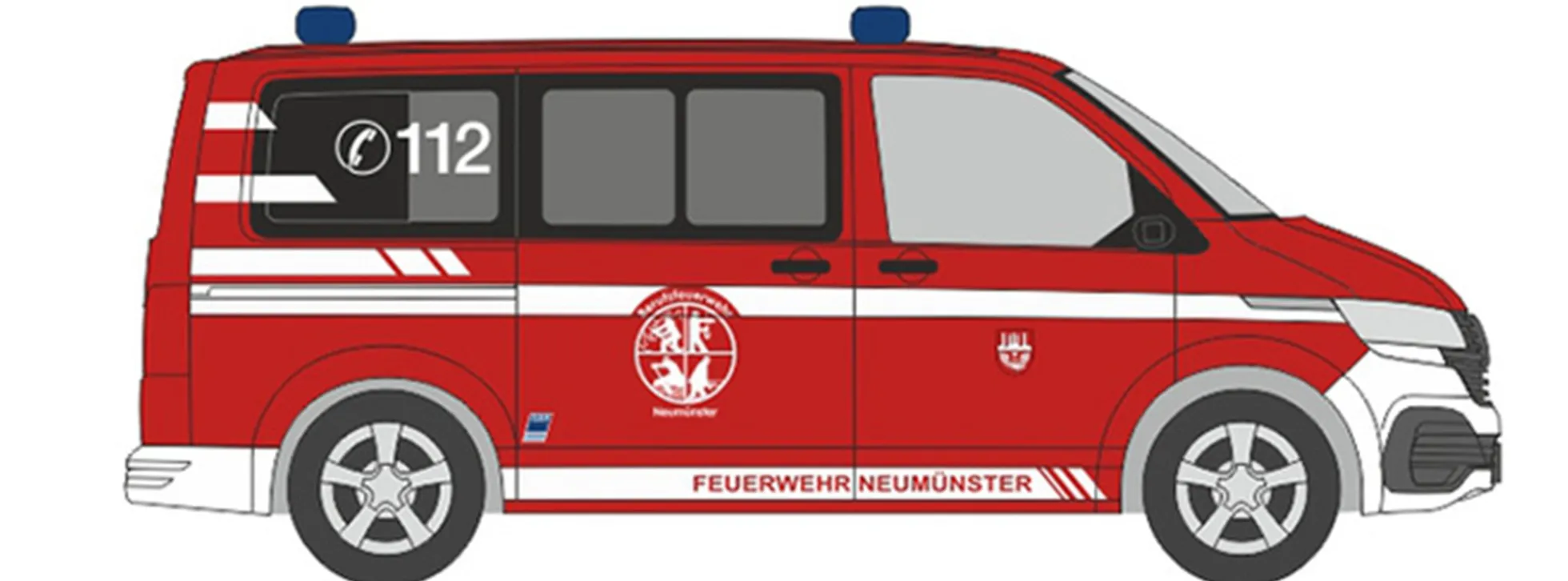 RIETZE 53715 VW T6.1 Bus Berufsfeuerwehr Neumünster Schleswig-Holstein Blaulichtmodell 1:87