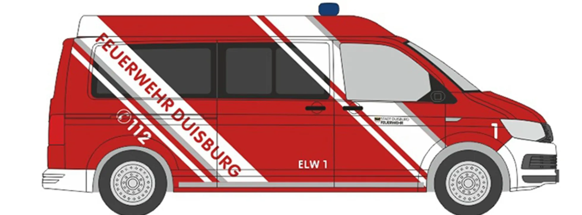 RIETZE 53778 VW T6 Bus ELW Feuerwehr Duisburg Blaulichtmodell 1:87