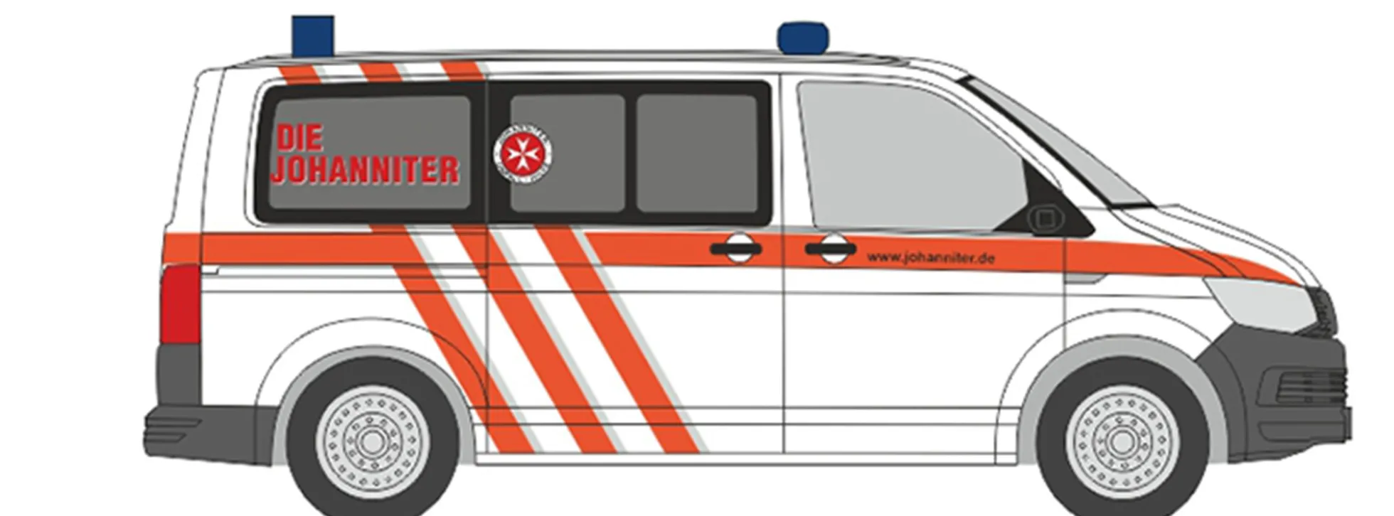 RIETZE 53741 VW T6 Bus Johanniter Göttingen Blaulichtmodell 1:87