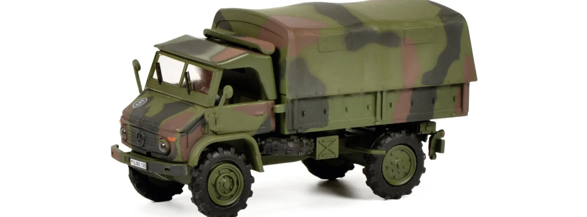 Schuco 452683100 MB Unimog S404 BW Pritsche/Plane | Militärmodell 1:87