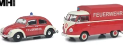 Schuco 450774300 VW Käfer + VW T1 Pritsche Feuerwehr | MHI | Blaulichtmodell 1:32