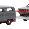 Schuco 451870028 VW T2 Bus mit Anhänger Golf I GTI grau | Modellauto 1:87