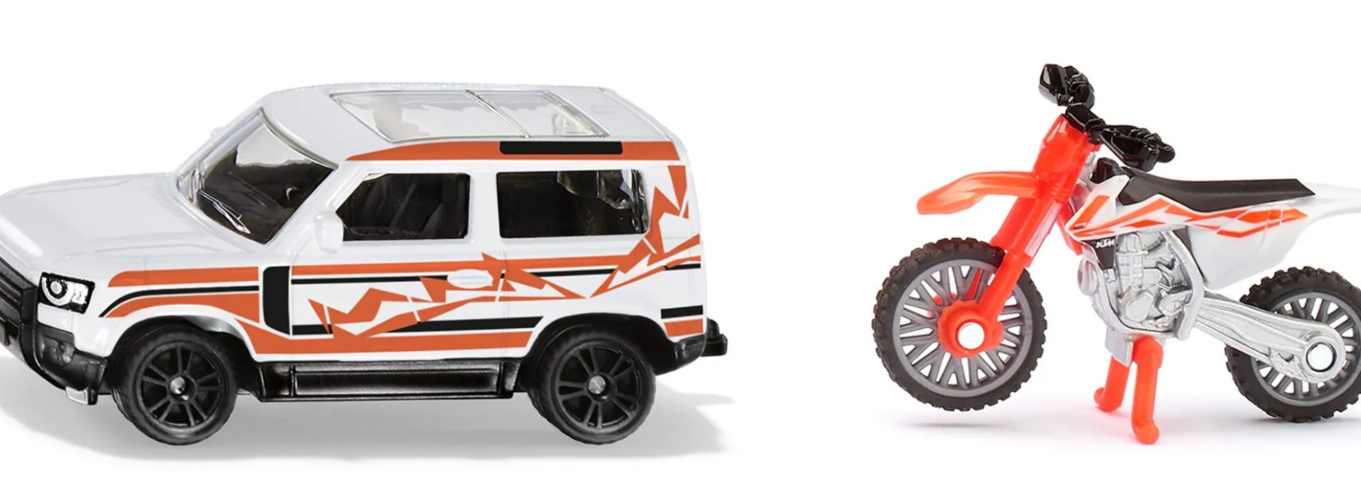 siku 1114 Land Rover Defender mit KTM Motorrad | Modellauto