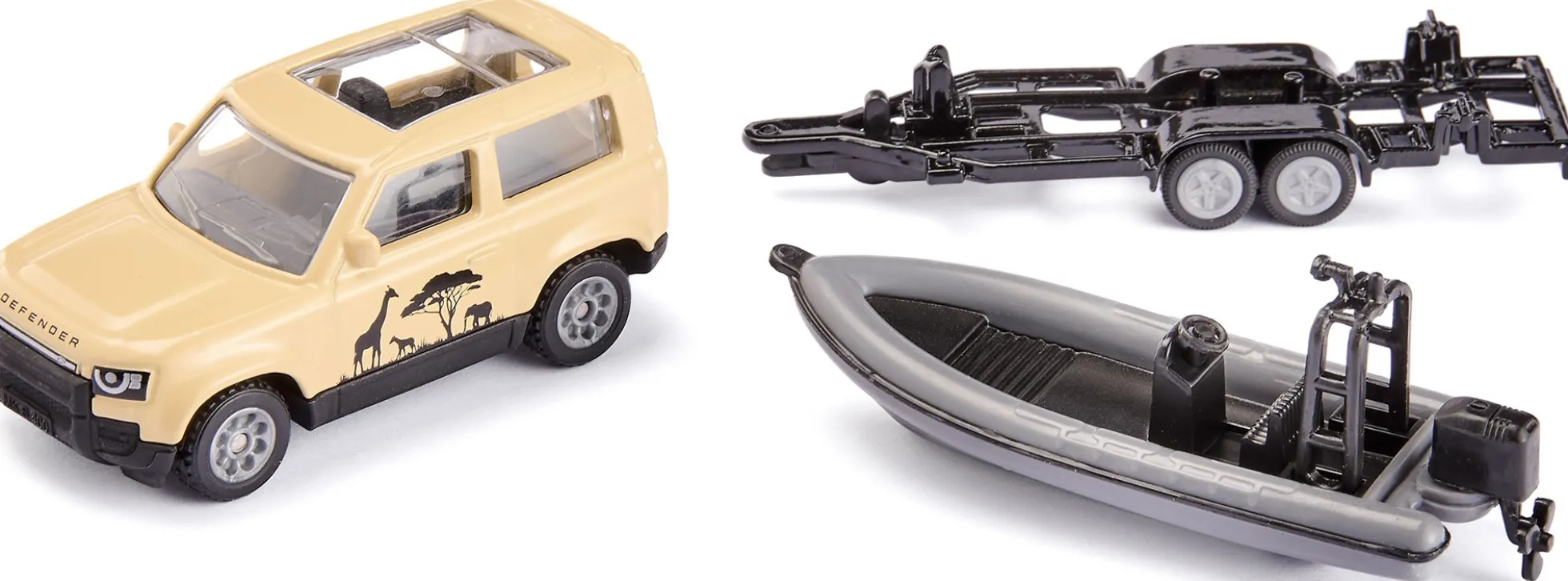 siku 1126 Land Rover Defender Safari mit Boot-Anhänger | Modellauto