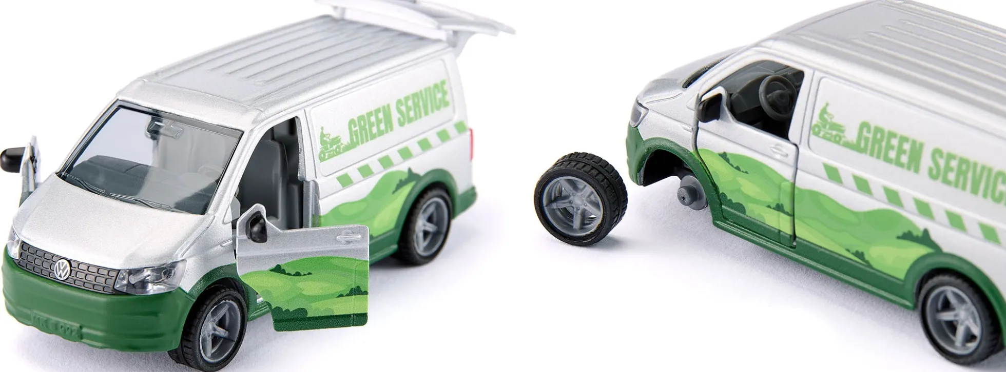 siku 2005 VW T6 mit Rasentraktor | Modellauto 1:50