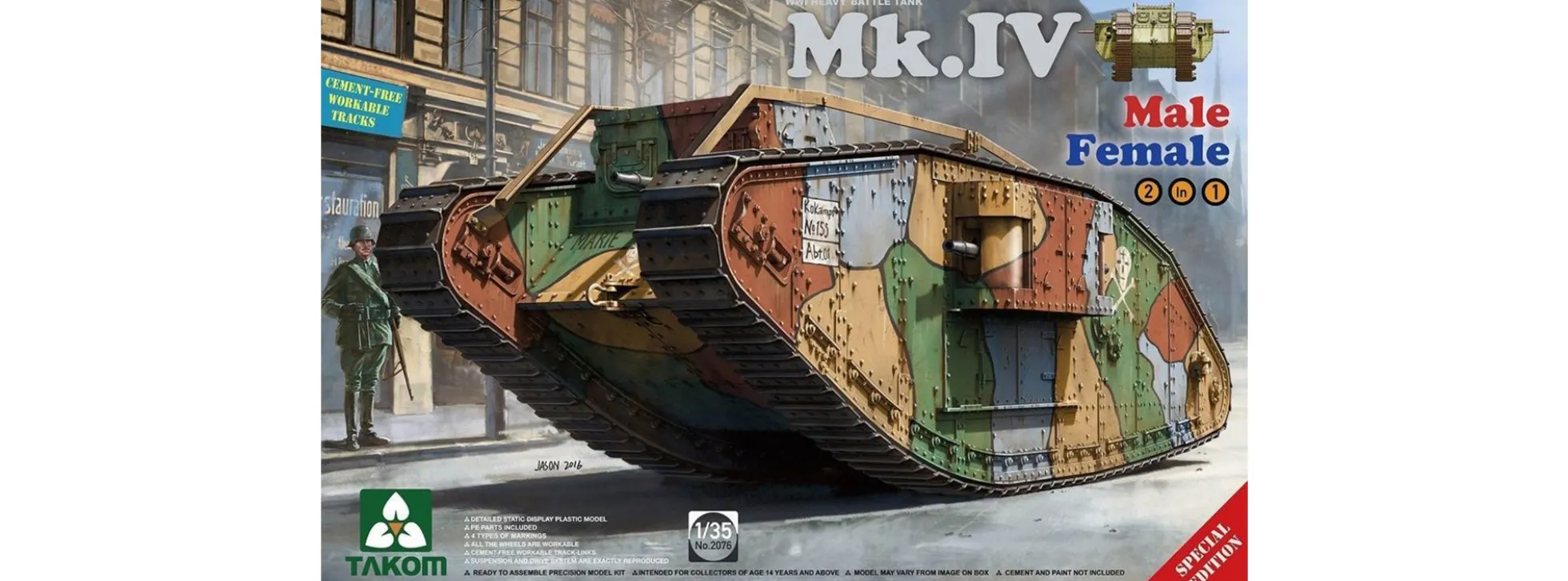 Takom 2076 Brit. WWI Panzer Mark IV | Militär Bausatz 1:35
