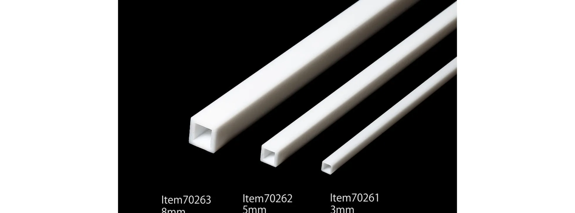 TAMIYA 70262 Kunststoff Vierkant-Rohrprofil weiß | 5 x 5 x 400 mm | 4 Stück | Modellbau-Zubehör