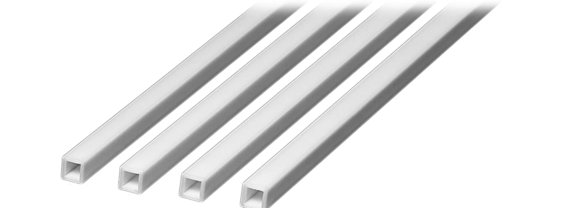 TAMIYA 70262 Kunststoff Vierkant-Rohrprofil weiß | 5 x 5 x 400 mm | 4 Stück | Modellbau-Zubehör