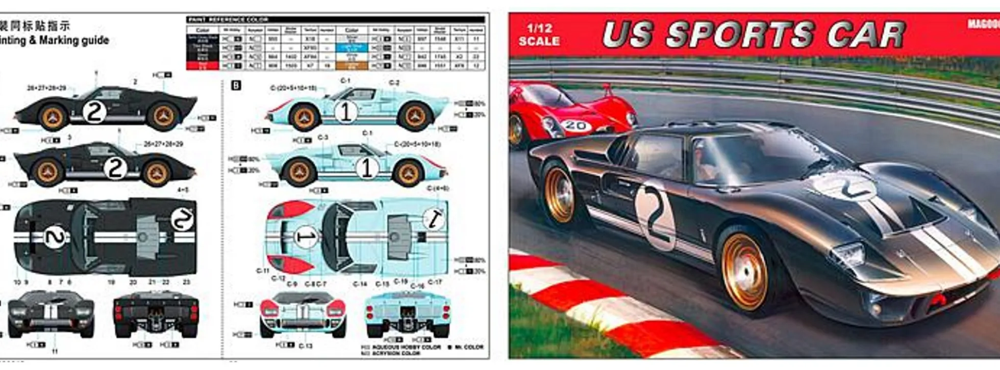 TRUMPETER MAG00019 Ford GT40 MK.II Le Mans 1966 | Auto Bausatz 1:12