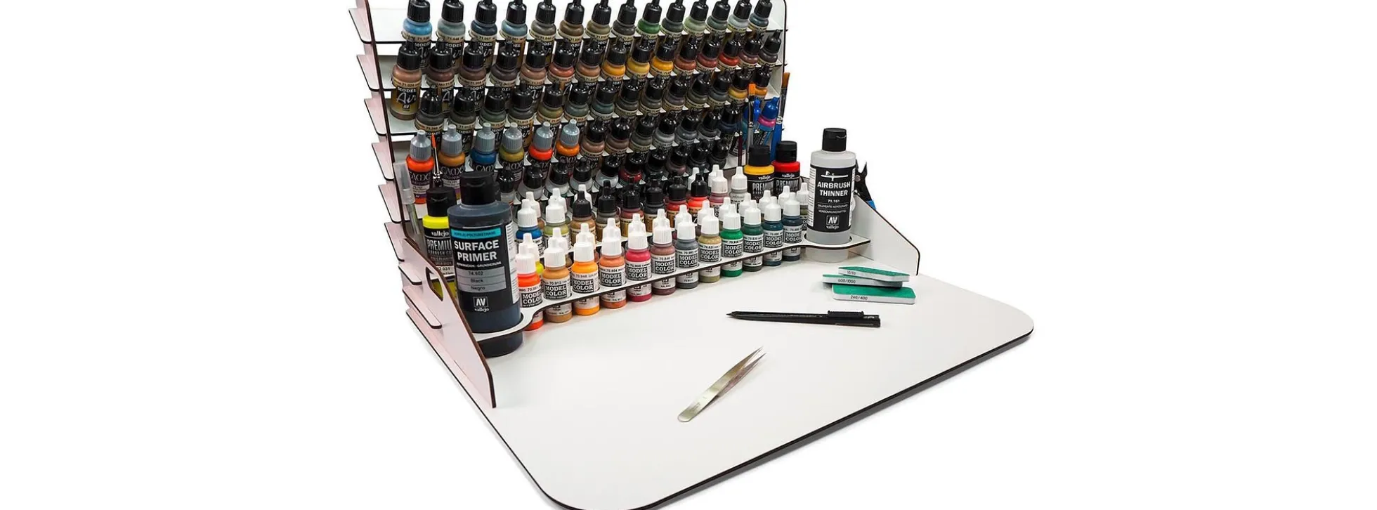 VALLEJO 26014 Farbständer mit Arbeitsplatte 50 x 41,5 cm | Modellbau Zubehör