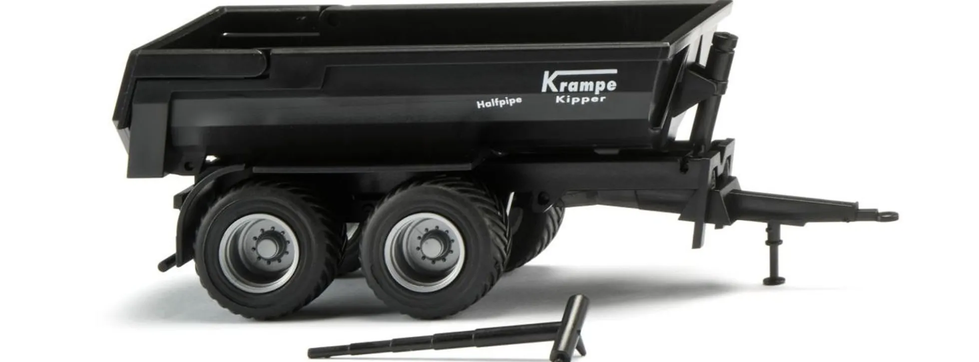 WIKING 038819 Krampe Halfpipe Muldenkipper - schwarz | Anhänger-Modell 1:87