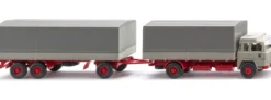 WIKING 045502 Magirus 235 D Pritschenhängerzug kieselgrau | LKW-Modell 1:87