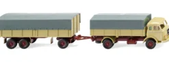 WIKING 041702 Pritschenhängerzug Henschel - grünbeige | LKW-Modell 1:87