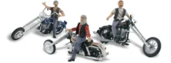 WOODLAND-SCENICS WAS5344 Bad Boy Bikers | 3 Stück | Motorrad-Modell 1:160